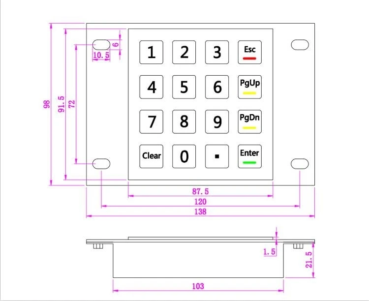 4x4 16 Keys Industrial Usb Atm Metal Keypad Vandalproof Numerical Keyboard