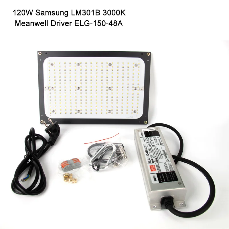 Samsung LM301B 120W Светодиодный светильник для выращивания, квантовая доска для комнатной цветочной лампы Вег, полный спектр SAMSUNG LM301B чип 3000K 120W 240W Meanwell Driver - Испускаемый цвет: Samsung LM301B 120W