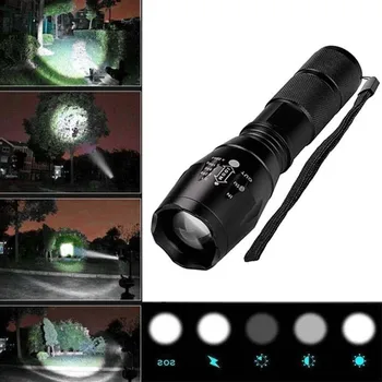

ROKOO High Powered Tactical Handheld LED Mini Flashlight 5 Modes Zoomable Water Resistant Lamp Lighting for Camping WHS