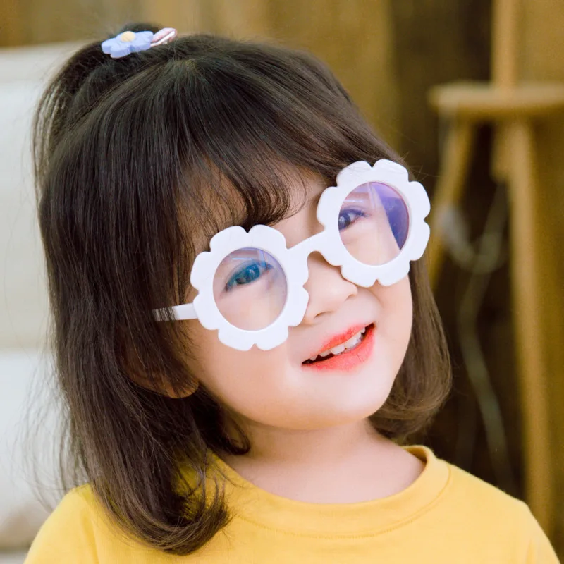 2021 새로운 태양 꽃 라운드 귀여운 아이 선글라스 UV400 소년 소녀 유아 사랑스러운 아기 태양 안경 어린이 거울 그라디언트