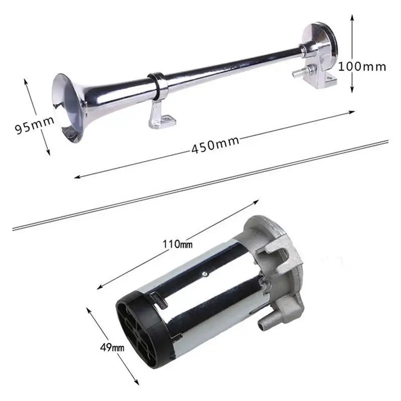 Skup Uniwersalny Super głośny pojedynczy kompresor trąbkowy 17 Cal 150DB samochodowa sprężarka z sygnałem dźwiękowym 12V 1 zestaw do ciężarówek samochody łodzie samochody