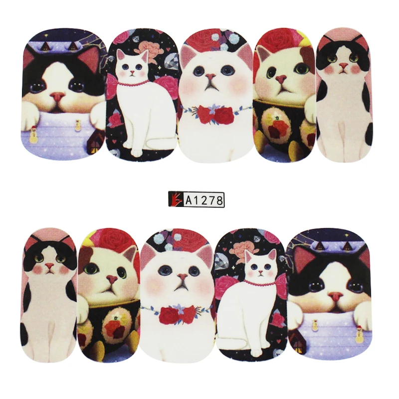 GAM BELLE 2019 new 27 designs 1pc Cute Dog Cat Nail Art Stickers Full Water Transfer 2