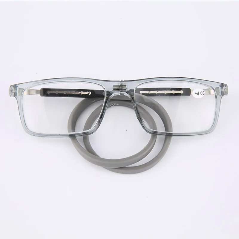 Унисекс Магнитные очки для чтения для мужчин и женщин регулируемые висящие на шее магнитные мягкие магнитные винтажные складные очки для чтения - Цвет оправы: Gray