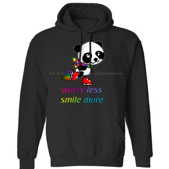 

Panda Skating Worry Less Smile More Funny Quote Mens Unisex (Womens) Winter Hoodies Sweatshirts Free Shipping