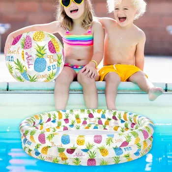 

Baby Inflatable Swimming Pool Bathtub Kids Portable Outdoor Beach Three-ring Round Basin Swim Pools With Swim Ring Marine Ball