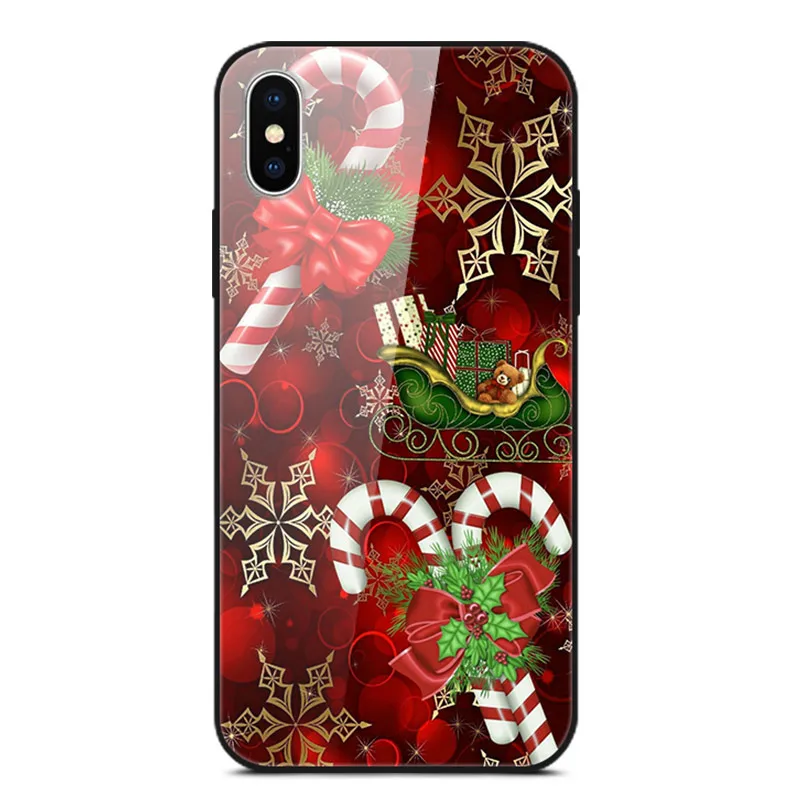 4 Рождественский чехол для iPhone 11 Pro X XR XS Max закаленное стекло жесткий чехлы для телефона, чехол для iPhone 8, 7, 6, 6S Plus, 7 Plus, 8P, бампер - Цвет: 4