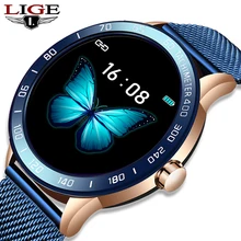 LIGE – montre connectée de sport, moniteur d'activité physique, étanche, avec podomètre, moniteur de fréquence cardiaque et de pression artérielle, pour Android et ios