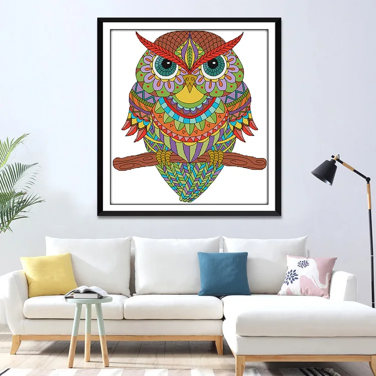 

Cross Border Hot Selling Cross Stitch Cartoon Owl Simple Handmade DIY Embroidered Living Room Hanging Painting Manufacturers a G