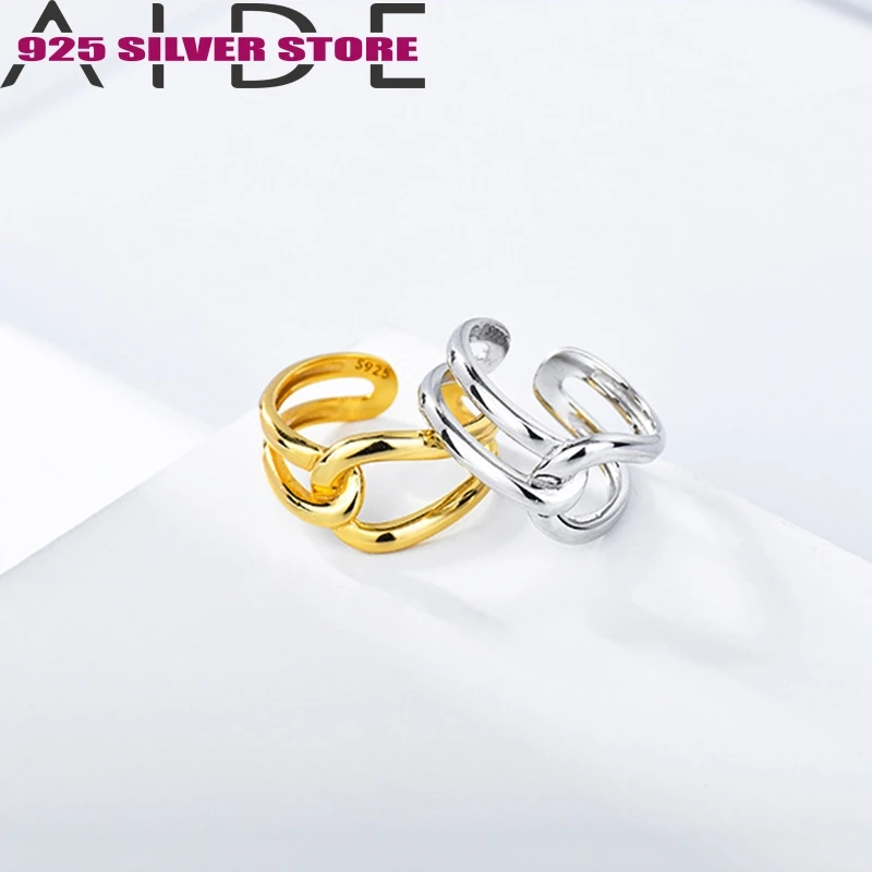 

Aide 925 sterling silver rings gear smooth opening ring European and American cross-border ring source Rings