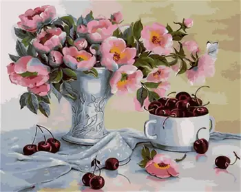 

DRAWJOY Framed DIY Painting By Numbers Flower DIY Digital Canvas Oil Painting Home Decor For Living Room Wall Art