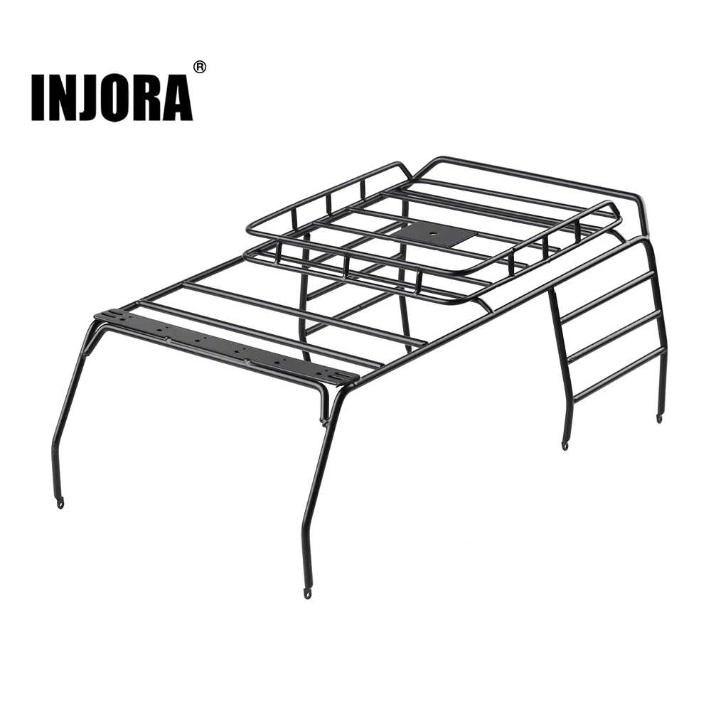 INJORA Metal Roof Rack Roll Cage & LED Light for 1/10 RC Crawer Axial SCX10 313MM Wheelbase Jeep Wrangler Body Shell
