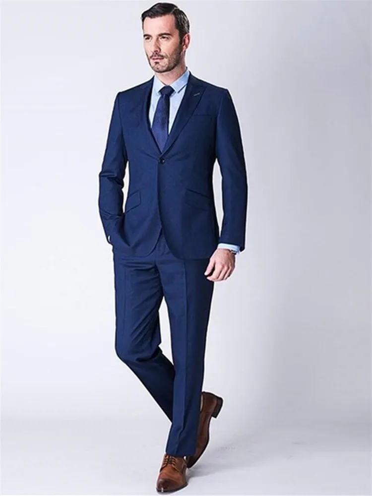 Мужской костюм Smolking Noivo Terno Slim Fit Easculino, вечерние мужские костюмы, синие, 2 предмета, топы+ брюки