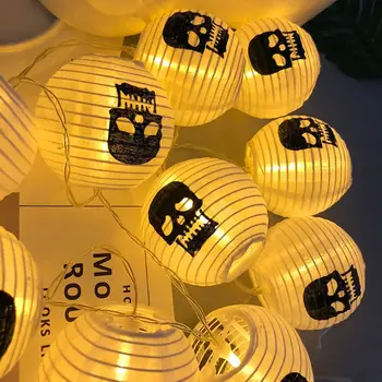 

10LED Halloween Glowing Lantern Retractable Hand-held Taro Lantern Ghost Festival Scene Arrangement Decorative Light String Q0KF