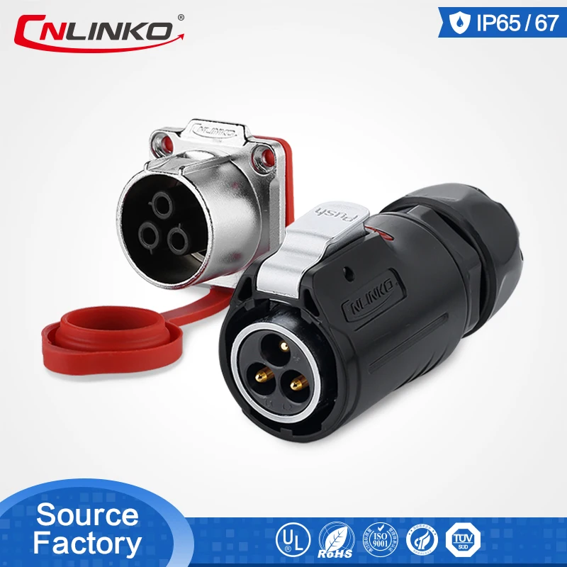 CNLINKO LP safe M24 3pin быстрый Электрический разъем 25A защелкивающаяся Кнопка Водонепроницаемый IP67 разъем питания Светодиодная вилка и розетка 500v high voltage male female connectors