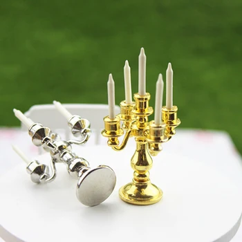 

Vintage Alloy 1:12 Scale Dollhouse Candleholder Furniture Decoration Accs