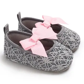 

OUTAD Newborn Baby Girl Shoes Fashion Baby Moccasins Lace Bowknot Decor Soft Bottom Soled Non-slip Crib First Walker Baby Shoes
