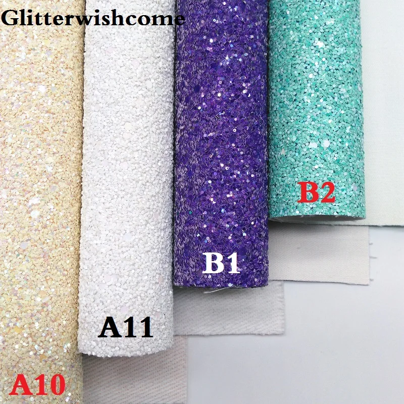 Glitterwishcome 21X29 см A4 размер искусственная кожа ткань, блестящая ткань, Vinil Para Lazos плотная блестящая ткань для бантов, GM034A