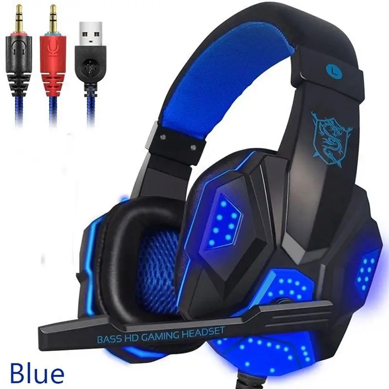 Gaming Headphone Over Ear Gaming Headset with Mic and LED Light 3 5mm plugs for Computer Laptop Cellphone PS4