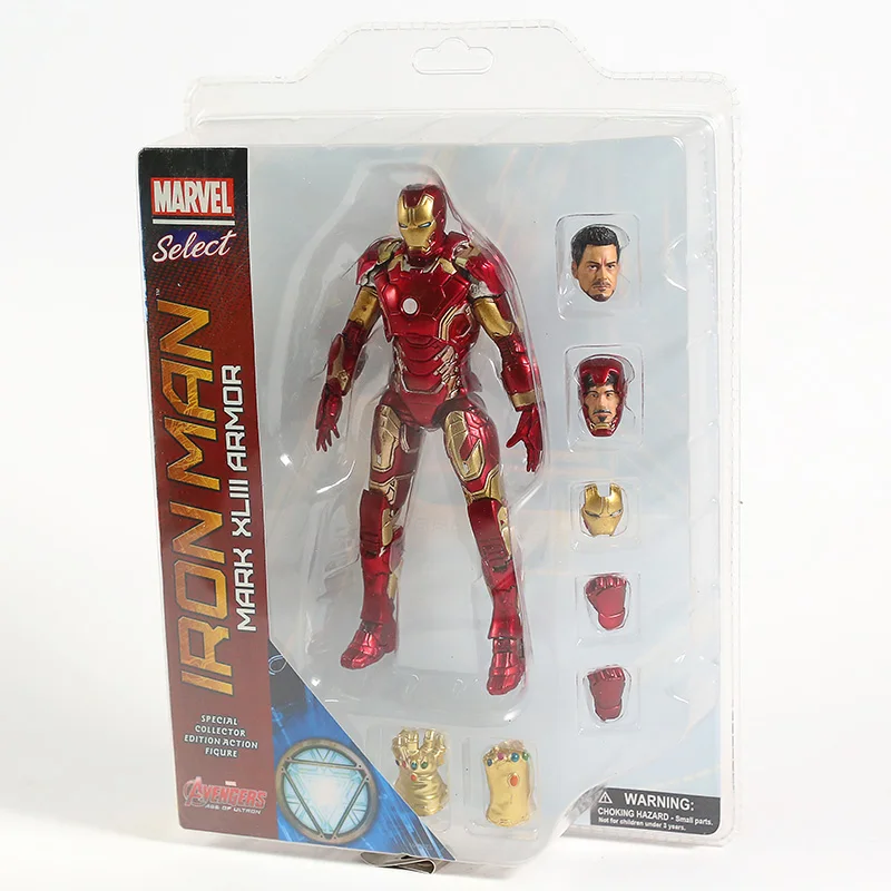Marvel выберите Железный человек MK43 Mark XLIII Armor ПВХ фигурка Коллекционная модель игрушки