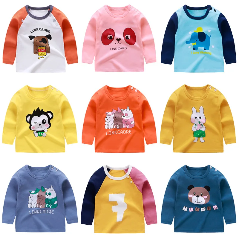 Детские футболки для новорожденных девочек и мальчиков Весенняя футболка из хлопка с мультяшным принтом детская одежда для детей
