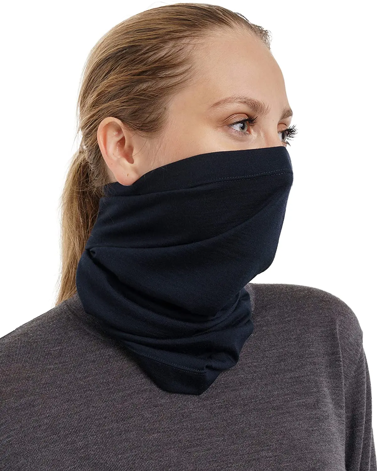 100% Merino Wool Neck Gaiter& Bandana Women Men Merino Lightweight Ski Face Mask Neck Warmer Ring Wrap 1 Layer Warm Cover Scarf
