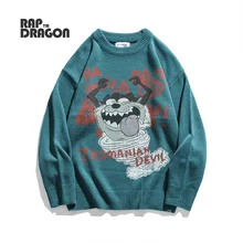 

Harajuku Men Sweater Oversized Knitted Pullovers Cartoon Pattern Vintage Sweater Streetwear Casual Sweatshirt Autumn Clothing