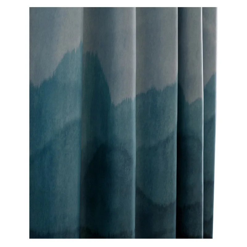 Tiyana Blackout Curtains For Living Room Blue Gradient Curtain Bedroom Window Treatment Panel Elegant White Sheer Tulle HP62X - Цвет: 1 Panel Curtain