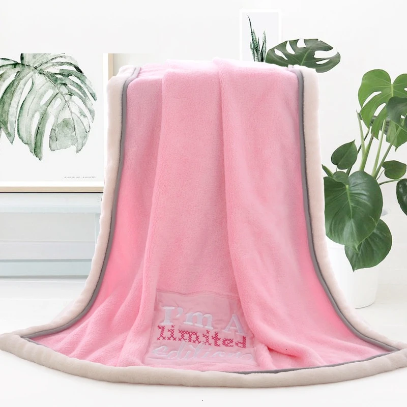 Pink Letters Новорождённый одеяло мультфильм мягкая фланель младенец пеленка конверт завернуть девочка мальчик коляска детский одеяло одеяло - Цвет: Pink Letters