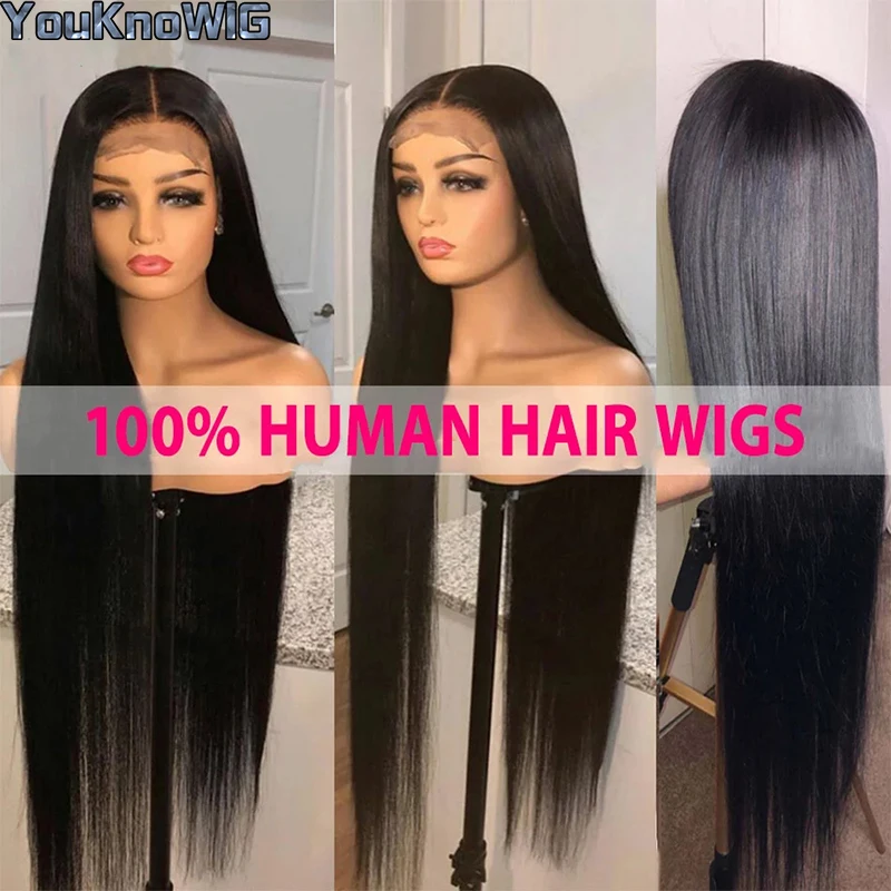 Парик с прямой застежкой парик из человеческих волос на сетке спереди для женщин