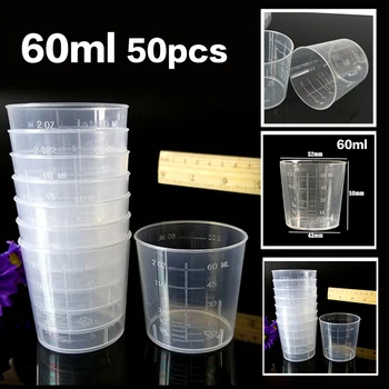 

50pcs Measuring Cups Plastic Graduation Beakers Measurement Beaker Measuring Cups High Quality Reusable Liquid Container 60ml