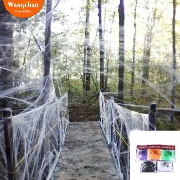 

Artificial Spider Web Halloween Decoration Scary Party Scene Props White Stretchy Cobweb Horror House Home Decora Accessories
