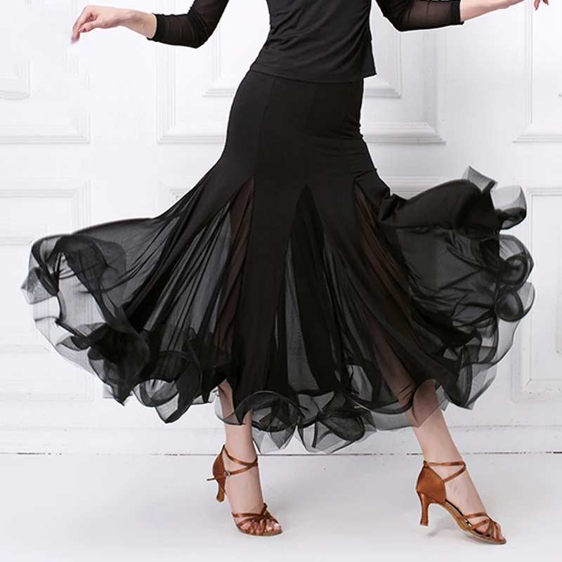 Black Skirt Юбка для бальных танцев, красная/черная юбка для танцев, платье для вальса, осенняя новинка, большая юбка для танцев, одежда для танго, юбка для бальных танцев VDB979 - Цвет: Black Skirt