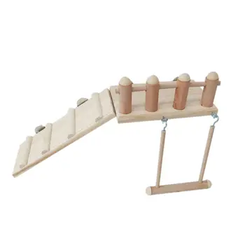

Bird Perches Cage Swing Toys Wooden Hamster Play Gyms Stand with Climbing Ladder