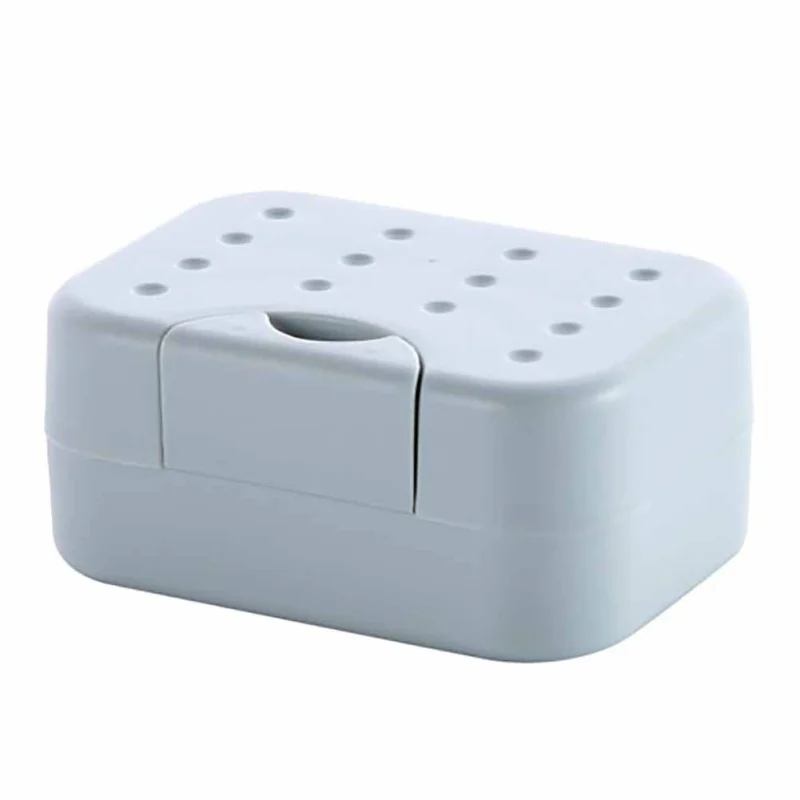 Soap Dish Box With Lid Waterproof Lock Leak Dish Case Holder Container Portable Travel Rectangular Soap Dish Plastic 20