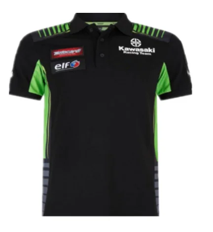 

On Neck Motorcycle KAWASAKI Lapel short T POLO1037 T-Shirt Racing Team Mococross Ninja shirt summer wear D