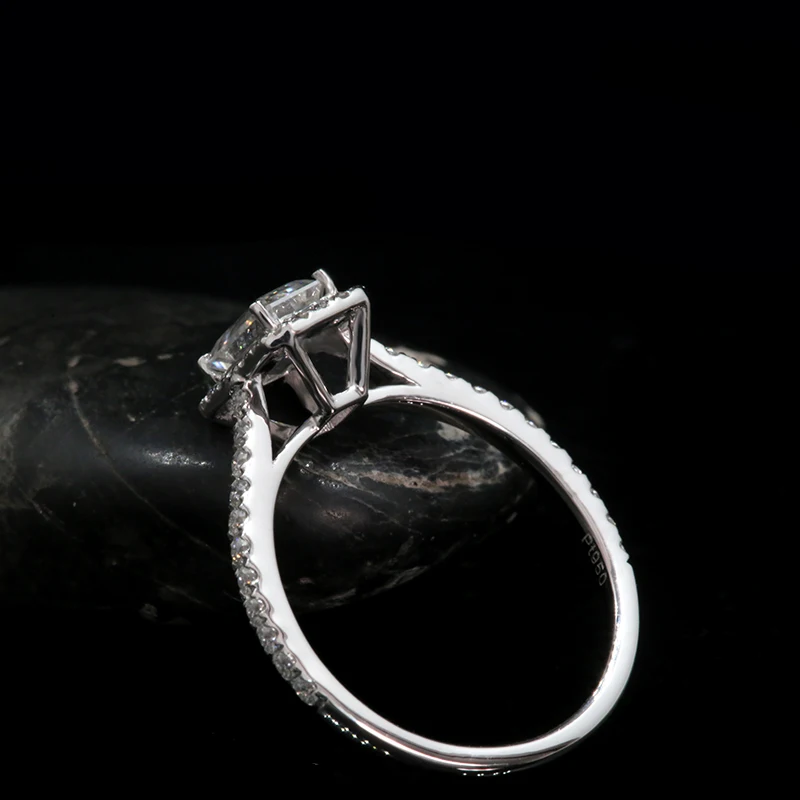 AEAW 0.7ct 4*6 мм изумрудная огранка камень Муассанит кольца для женщин 18 к 14 к белое золото розовое золото романтические обручальные кольца
