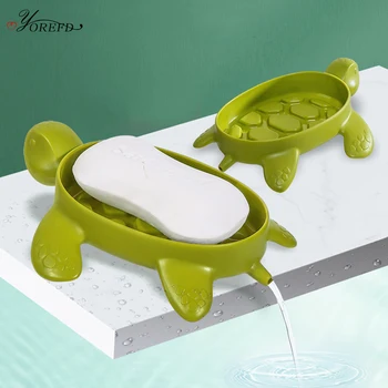 

OYOREFD Cute Sea Turtles Bathroom Soap Box Non-slip Sponge Soap Drain Holder Cartoon Soap Dish Bathroom Accessories