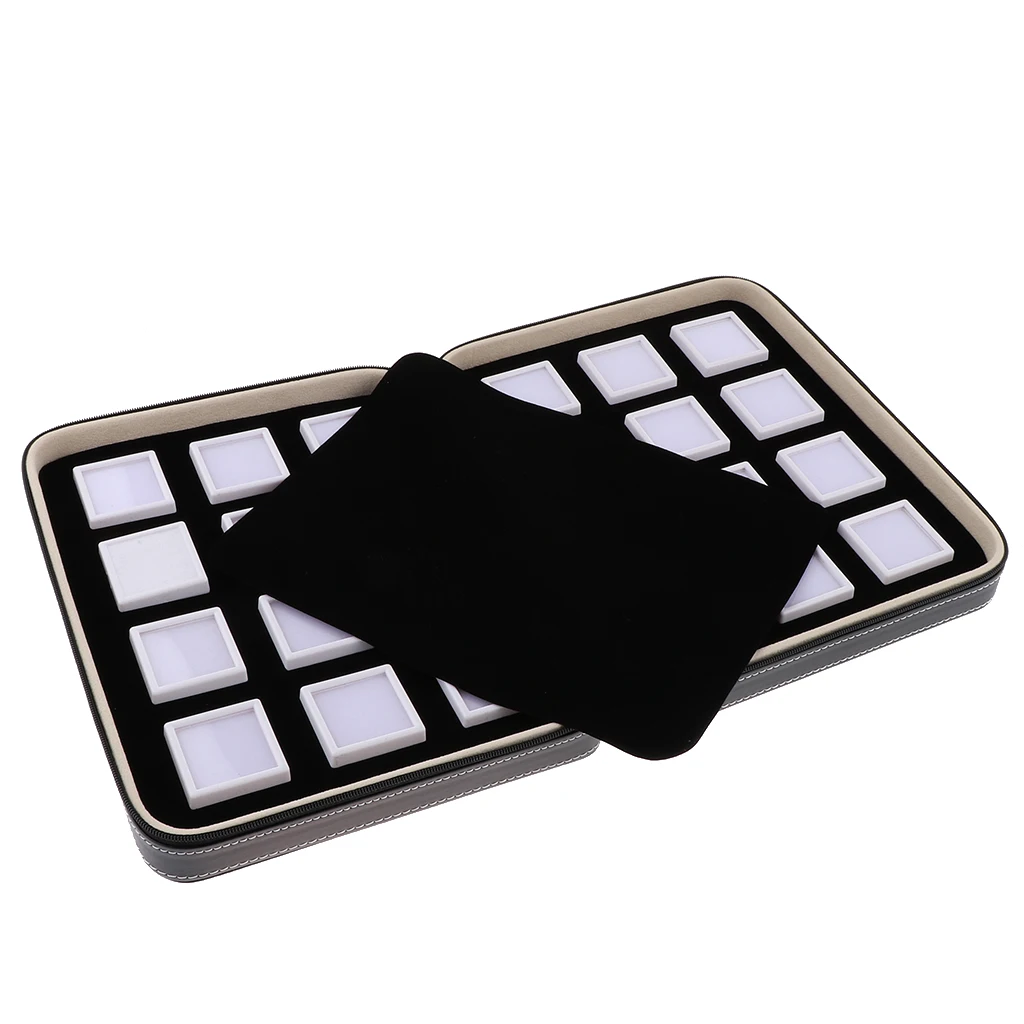 

Luxury Zipper Bag Jewelry Gemstone Storage Collection Display Box Case Organizer 255 x 205 x 60mm