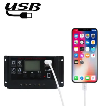 

10/20/30/40/50/60A Auto Solar Panel Battery Charge Controller PWM LCD Display Solar Collector Regulator with Dual USB Output