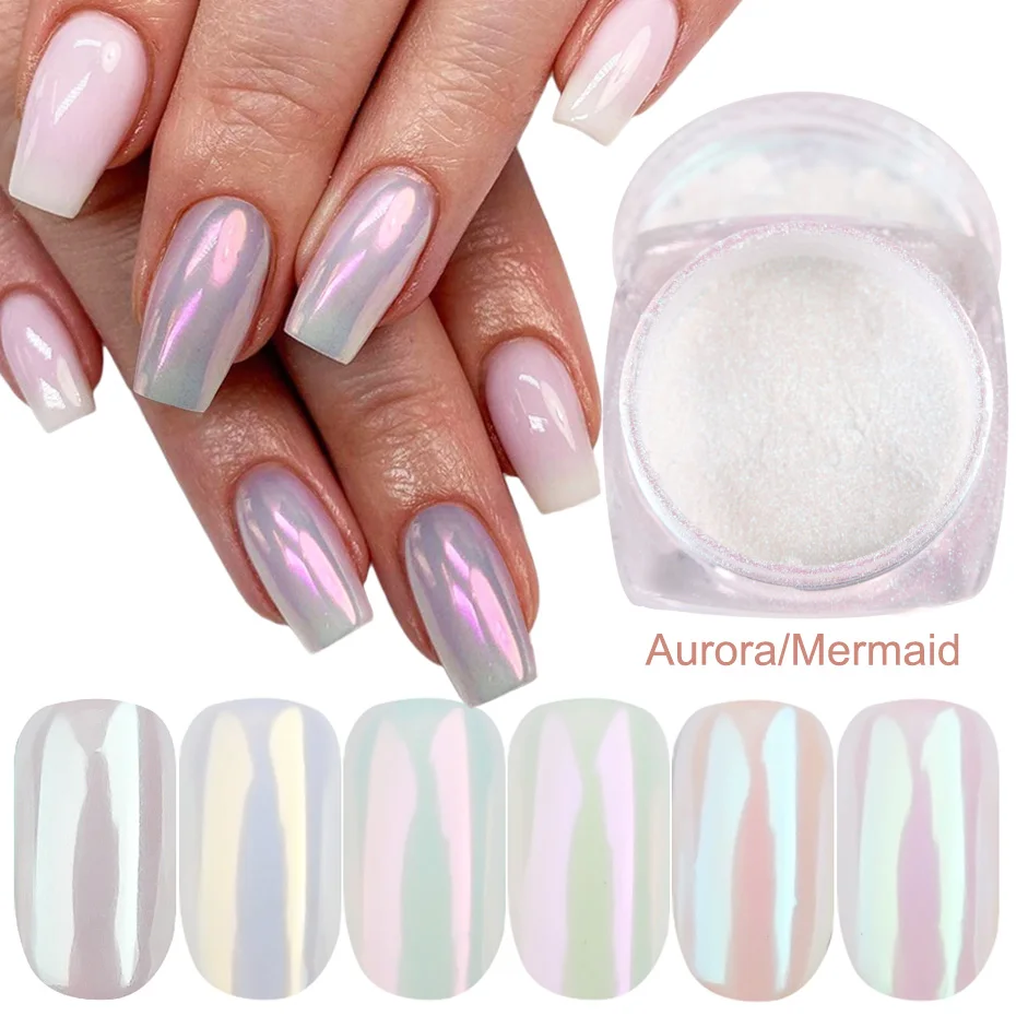 1box Pearl Chrome Nail Powder White Glitter Pink Aurora Pigment Mother Of  Pearl Nail Art Shimmer Rubbing Dust Manicure Gly459 - Nail Glitter -  AliExpress
