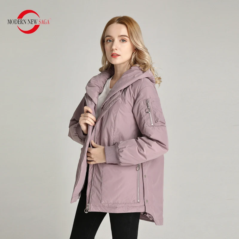 

MODERN NEW SAGA 2020 Woman Jacket Hooded Autumn Thin Cotton Padded Jacket Spring Women Jackets Fashion Coat Women Russian Size