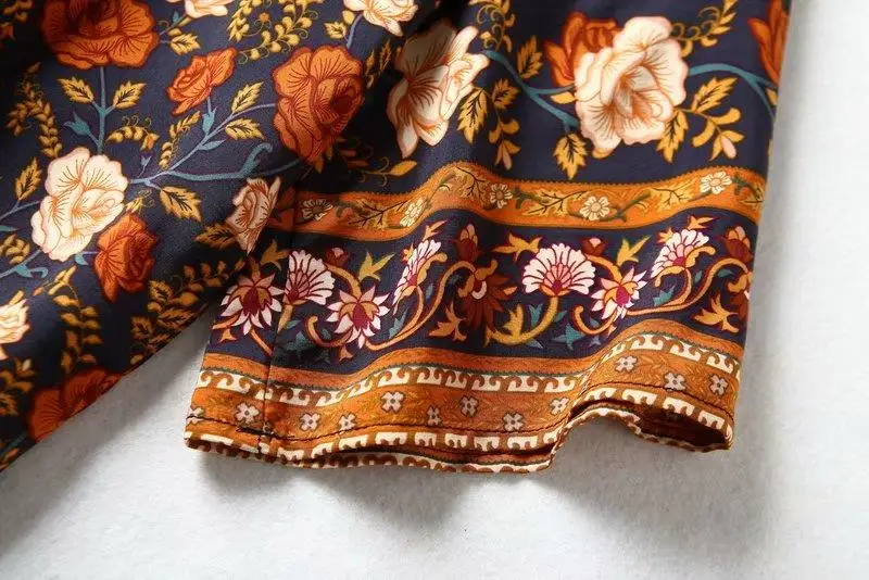 GypsyLady Цветочные Boho Женская блузка Осень хиппи рубашка с длинными рукавами хлопок v-образным вырезом на пуговицах спереди сексуальные праздничные блузки