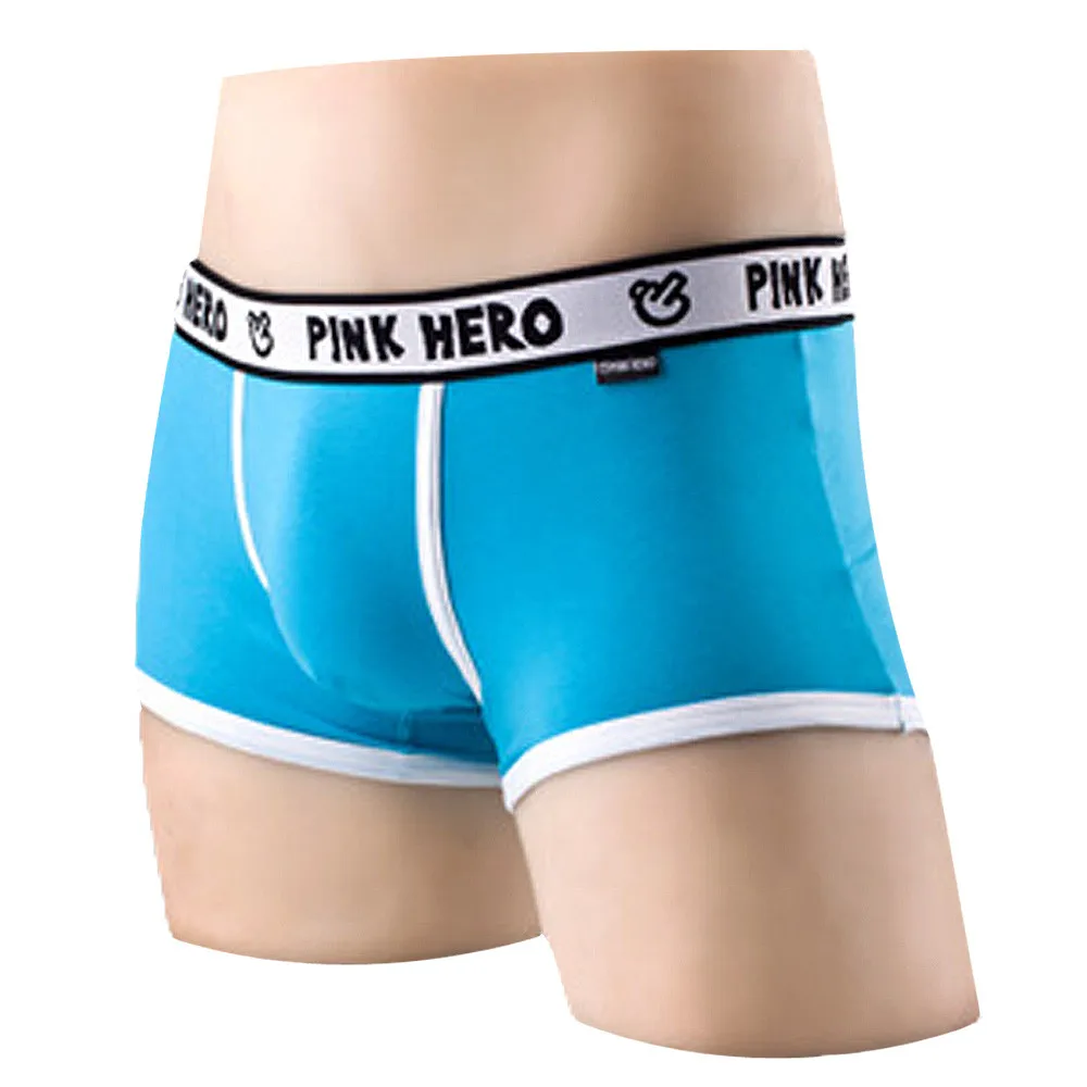 Розовый бренд HERO Trunk мужские трусы-шорты из хлопка сексуальное мужское нижнее белье, мужские трусы шорты u-образная выпуклая сумка для геев homme Новинка