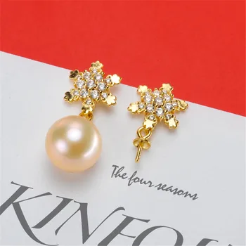 

Real Solid 925 Sterling Silver Pearl Stud Earrings Accessories Findings DIY Jewelry Ear Hook Blank Empty Support