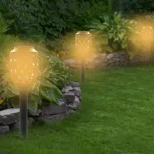 Солнечный фонарь светильник мерцающий пламя водонепроницаемый Пейзаж Сад дорожка лампа