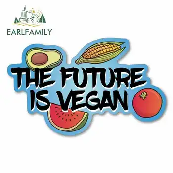 

EARLFAMILY 13cm x 8cm for The Future Is Vegan Sign Car Stickers Vinyl JDM Bumper Trunk Truck Graphics Sunscreen Waterproof Anime