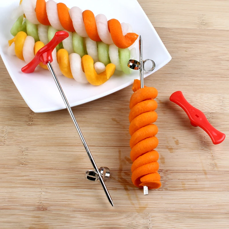 Vegetable Spiral Cutter Screw Winder 2pcs / Set Twist Spiral Potato Carrot Cucumber Silver Special Shape