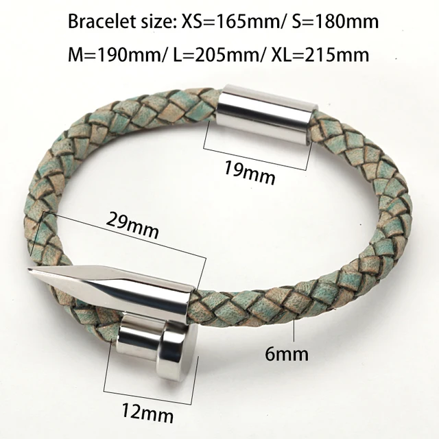 Mcllroy vintage genuine leather stainless steel magnetic clasp bracelets for women men