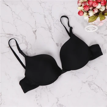 

2020 New Womens Sexy Front Closure Solid Black Skin White Blue Push Up Seamless Bra Young Girl Lingerie
