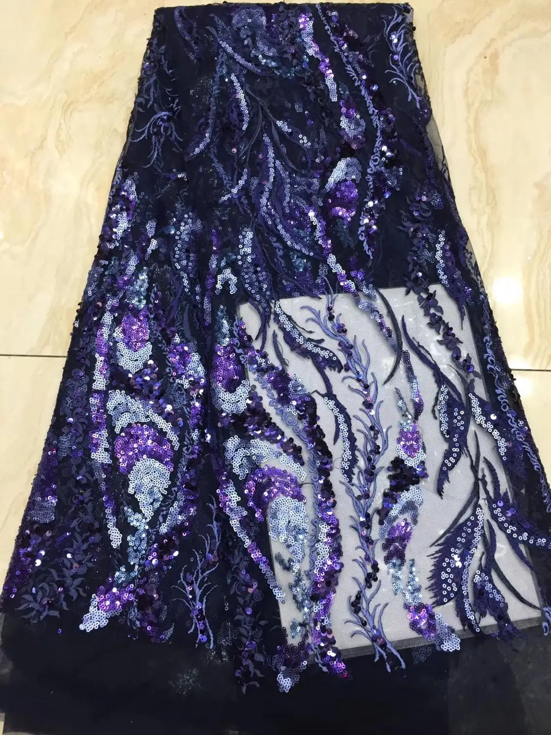 

French lace fabric 5yds/pce mix color sequins embroidery mesh fabrics women gorgeous luxury exlusive party bright dress 2019 new